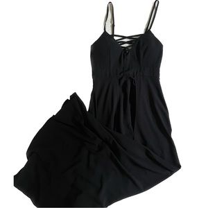 GUESS BLACK ROMPER / MAXI DRESS WITH CRISS CROSS CHEST SIZE XS